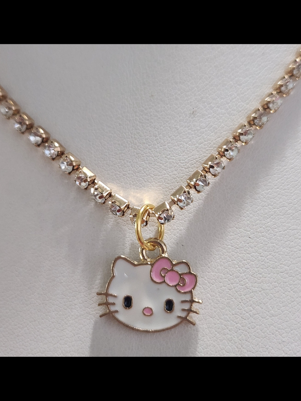 Hello Kitty Gold-Tone Pink Bow Pendant Necklace